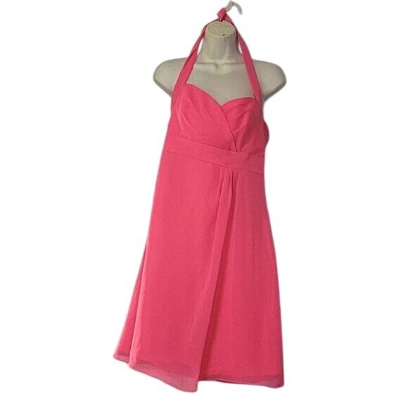 Alfred Angelo Pink Halter Bridesmaid Dress Sweetheart Neckline Knee Length Size - Picture 2 of 5